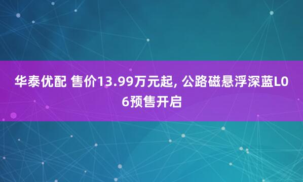 华泰优配 售价13.99万元起, 公路磁悬浮深蓝L06预售开启